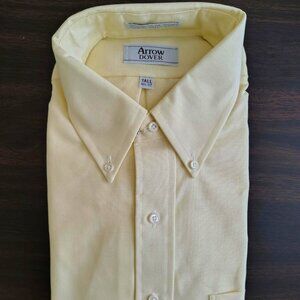 Men's Arrow Yellow Long-Sleeve Dover Oxford Shirt, 16-1/2, 37 Tall, NIP